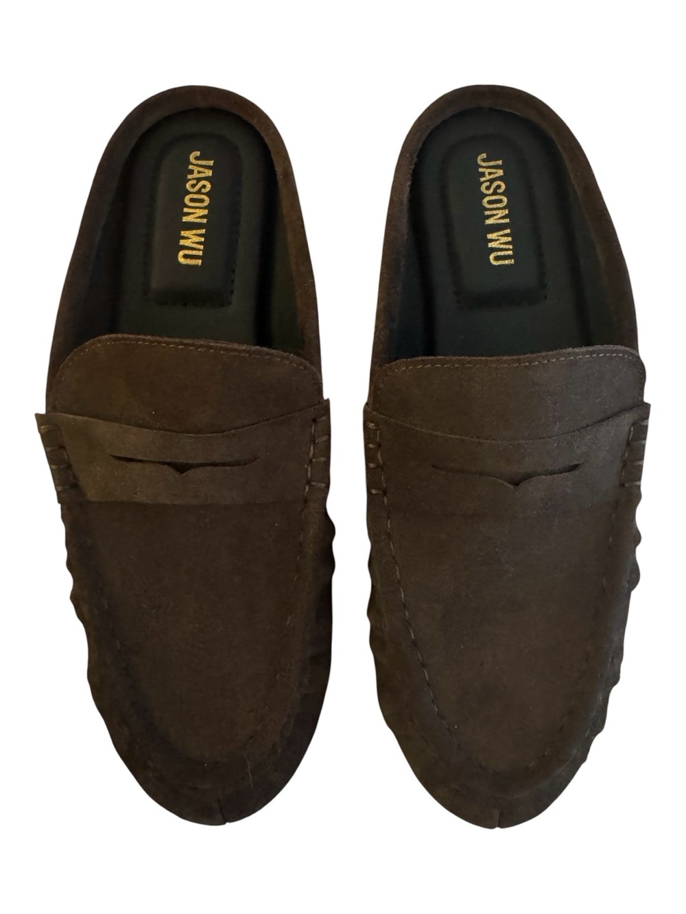Jason Wu Meeky Womens 8.5 Brown Suede Leather Penny Loafer Mules NWOT